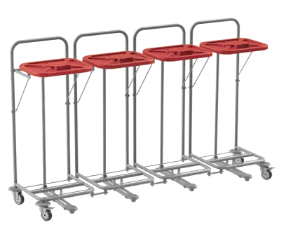 VK 80 - 4N vozík na třídění odpadu a prádla, nožní otevírání plast - VK - červený